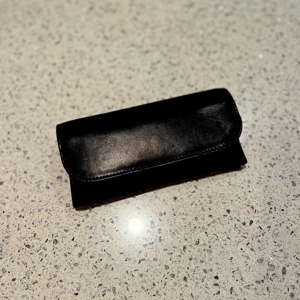 Coach black leather eyeglass case